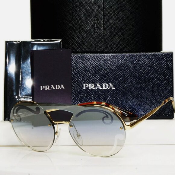 Prada Womens Round Swirl Gold Sunglasses - Picture 1 of 9